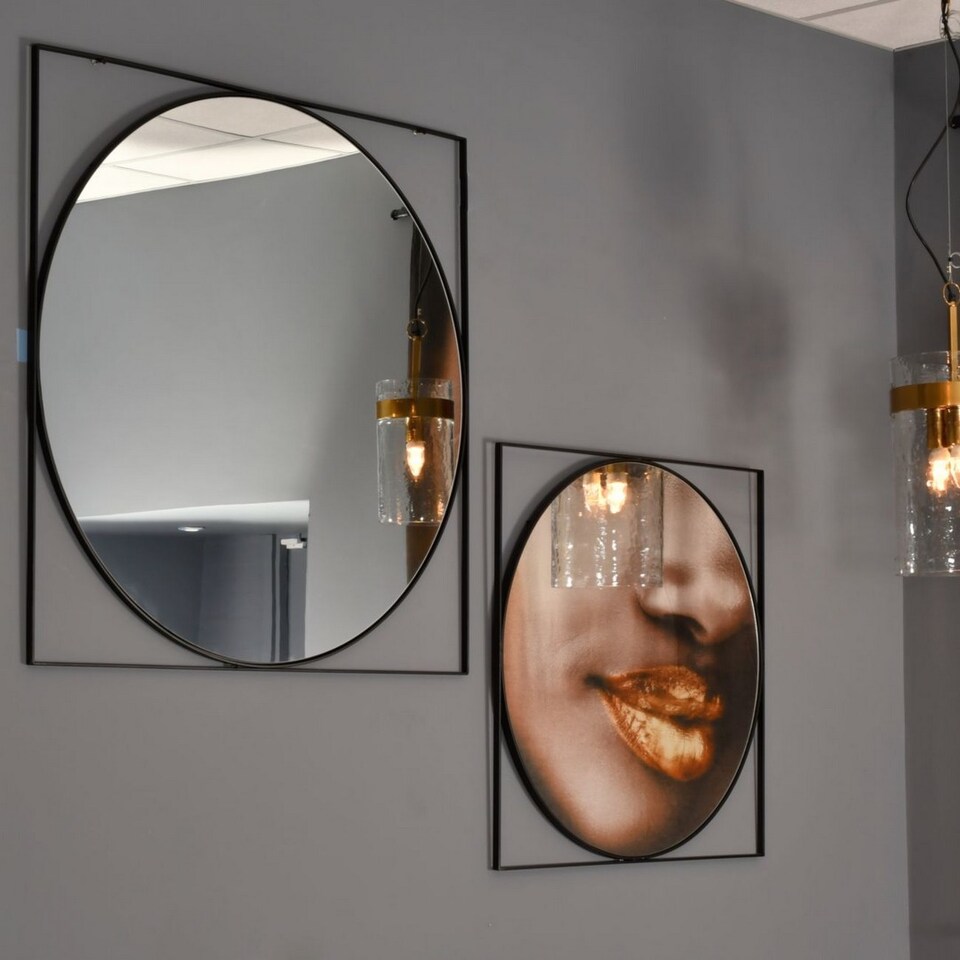image 1 of Isaac Mirror - Glass/Iron - L1.5 x W77 x H77 cm - Black