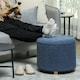 image 8 of HOMCOM 45cm Round Ottoman with Storage, Lid, Cashmere Footstool, Blue