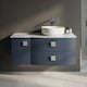 image 3 of Balterley Gentleshaw Contemporary 2 Drawer Right-Hand Wall Hung Vanity Unit with Marble Worktop, Mineral Blue, 1000mm