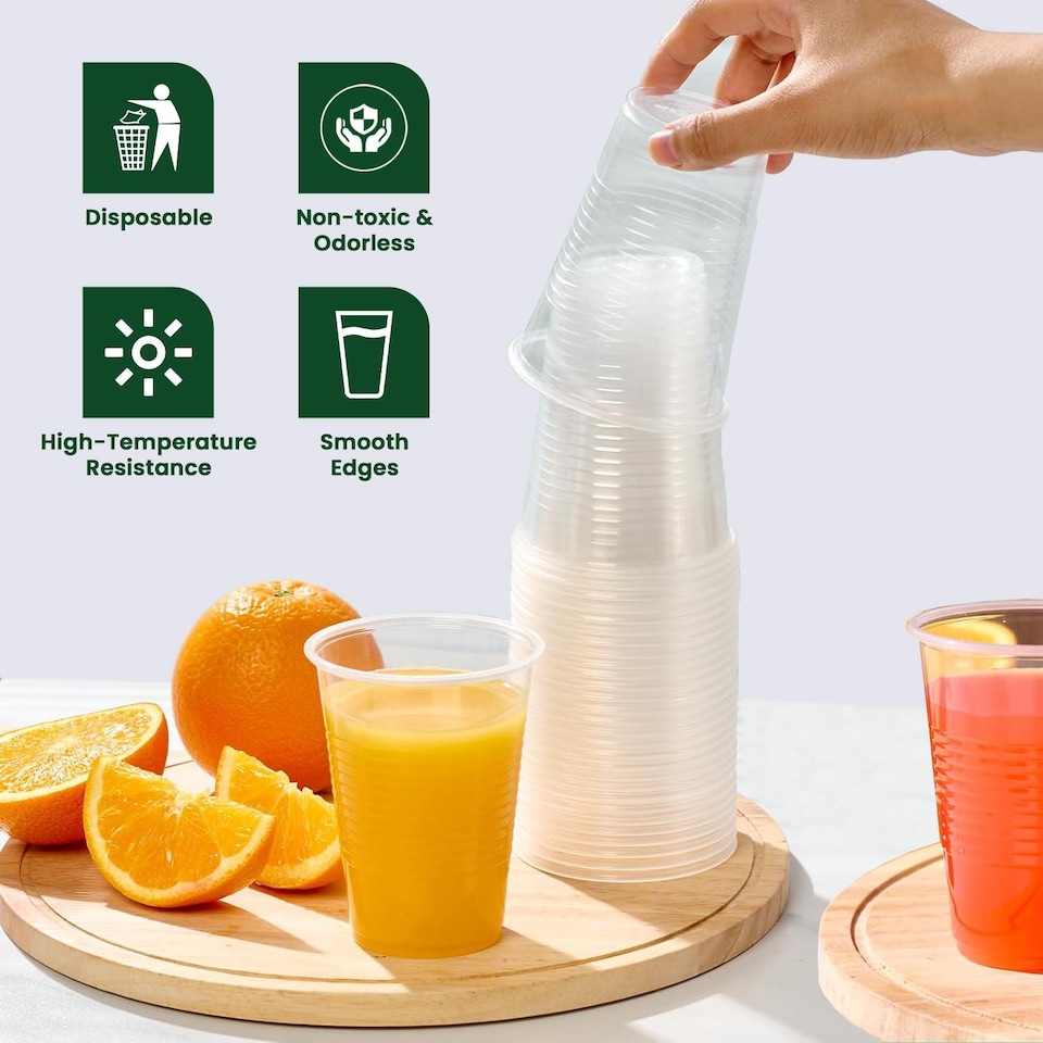 image 1 of ECONX 7oz Disposable Clear Vending Water Cooler Drinking Cups Plastic Strong Drinking Glasses 500pc