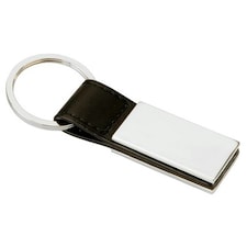 MidOcean Rectanglo PU & Metal Keyring - Black/Silver - One Size