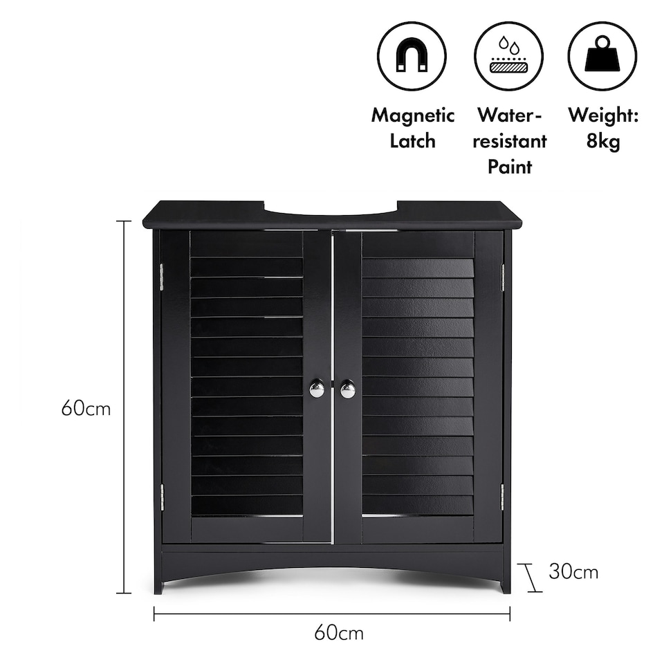 image 1 of VonHaus Shrewsbury Black Under Sink Bathroom Cabinet
