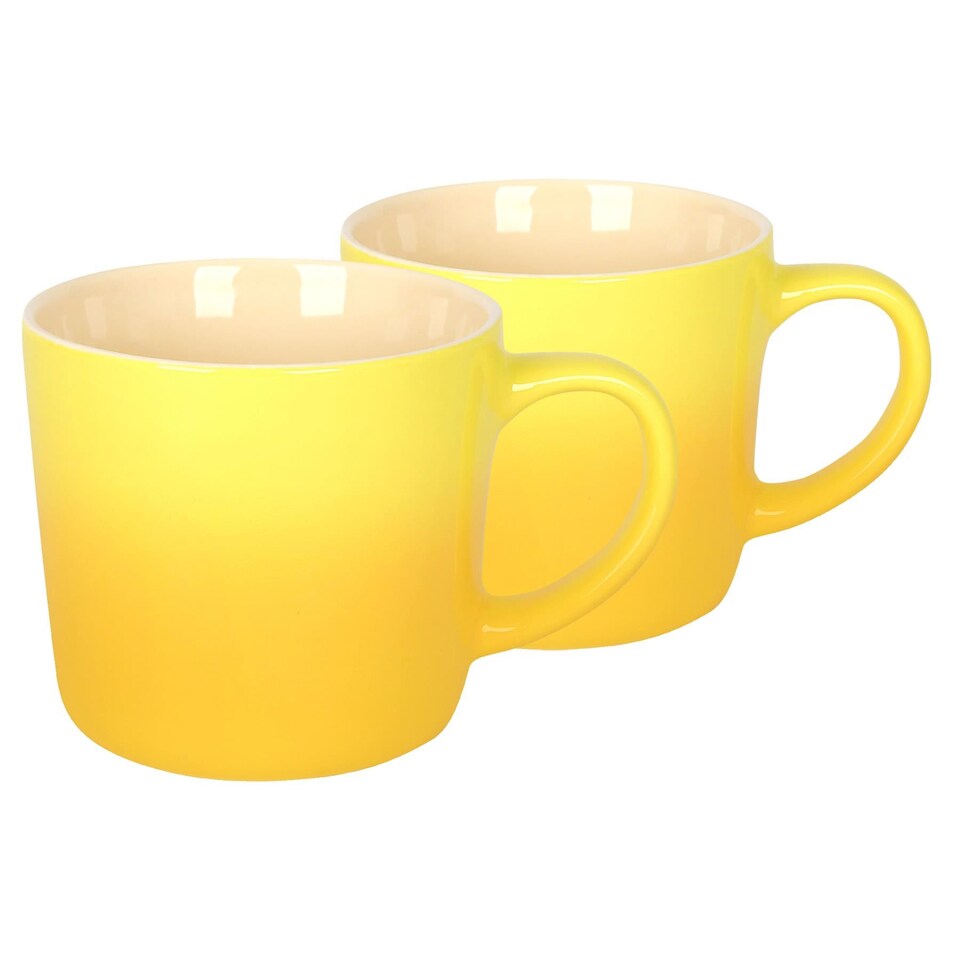 image 1 of Argon Tableware New Bone China Mugs - 330ml - Yellow Ombre - Pack of 2 | Yellow | Yellow | 2