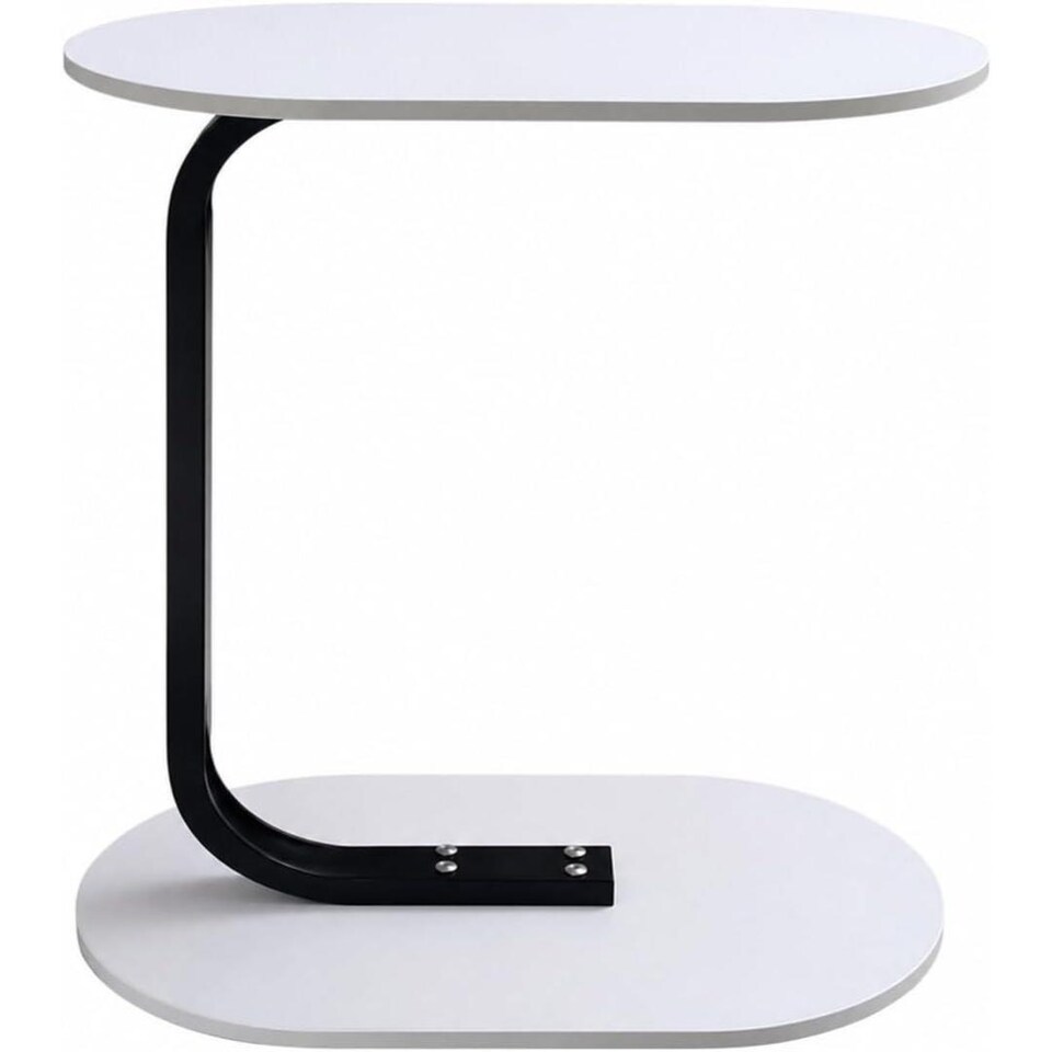 image 1 of MantraRaj Side Table for Sofa & Bed Small Snack Coffee Table Compact Couch Sofa Side Table White