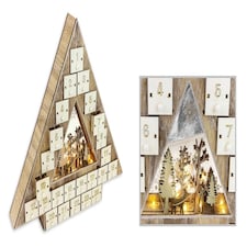 Christmas Wooden Tree Design Advent Calendar With LED