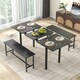 image 7 of COSTWAY 3-Piece Dining Table Set Extendable Table Set Black