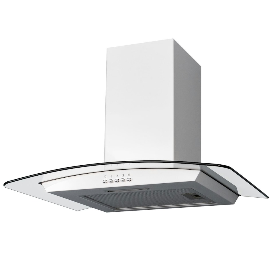 image 1 of SIA CGH60WH 60cm White Curved Glass Chimney Cooker Hood Kitchen Extractor Fan