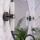 image 3 of ValueLights Canya Matte Black IP44 Bathroom 2 Way Frosted Reeded Glass Wall Light
