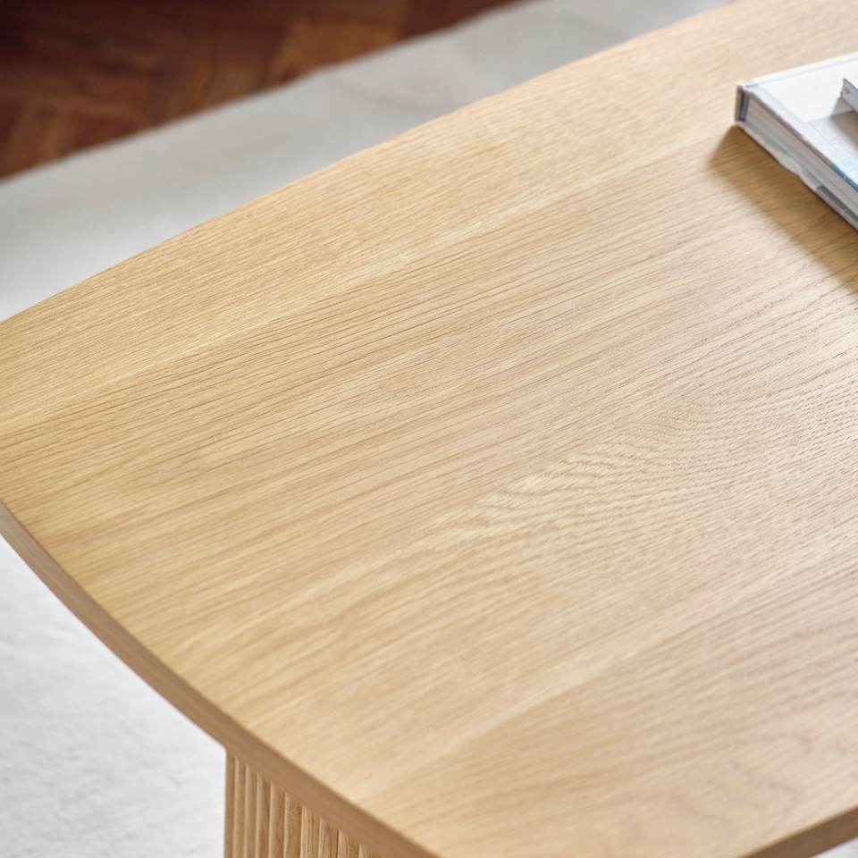 image 1 of Louis Light Oak Effect Fluted 90cm Compact Coffee Table