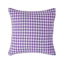 Homescapes Houndstooth Cotton Cushion Cover Purple - 60 x 60 cm | Purple | Purple | 60 x 60 cm