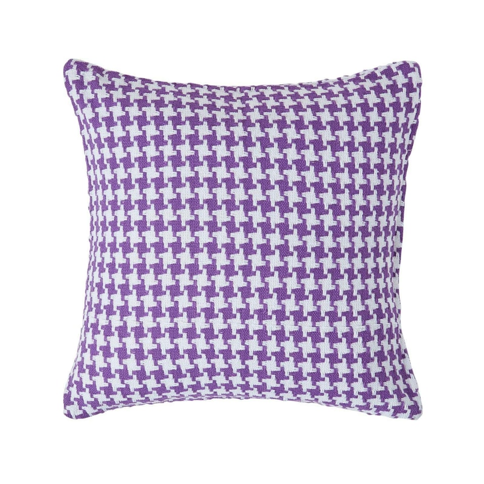 image 1 of Homescapes Houndstooth Cotton Cushion Cover Purple - 60 x 60 cm | Purple | Purple | 60 x 60 cm