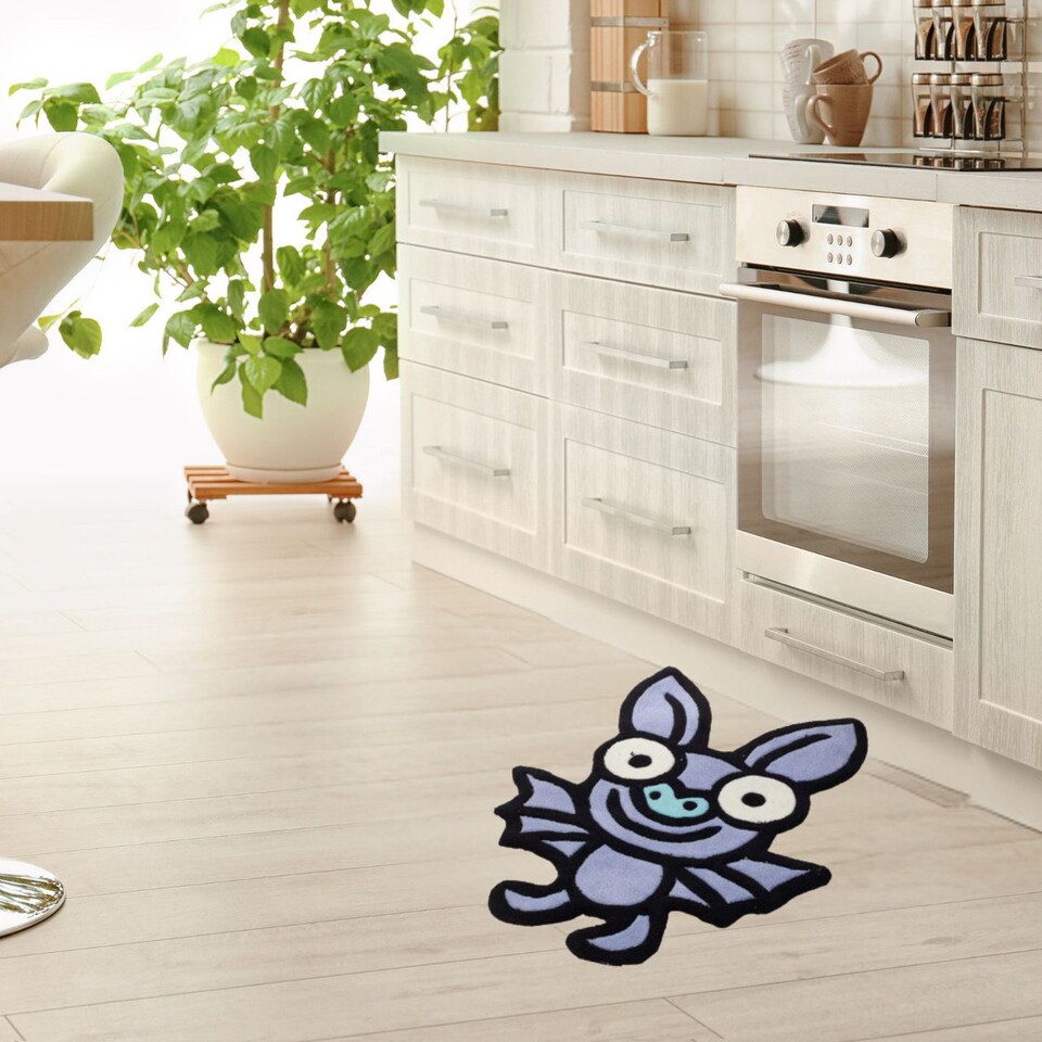 image 1 of Children's Animal Shaped - Bat Blue Rugs