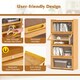 image 2 of COSTWAY 4-Tier Bookcase Bamboo Bookshelf with Doors Natural Brown