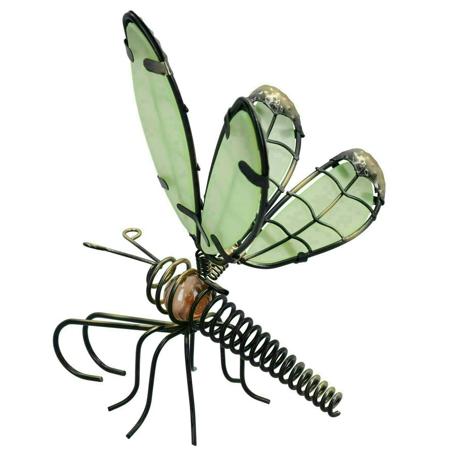 image 1 of Glass Wing Glow in the Dark Dragonfly Pot Hanger Garden Home Ornament