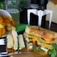 image 3 of Burger Skewer 18/8 Stainless Steel with Wooden Plate 20cm Diameter