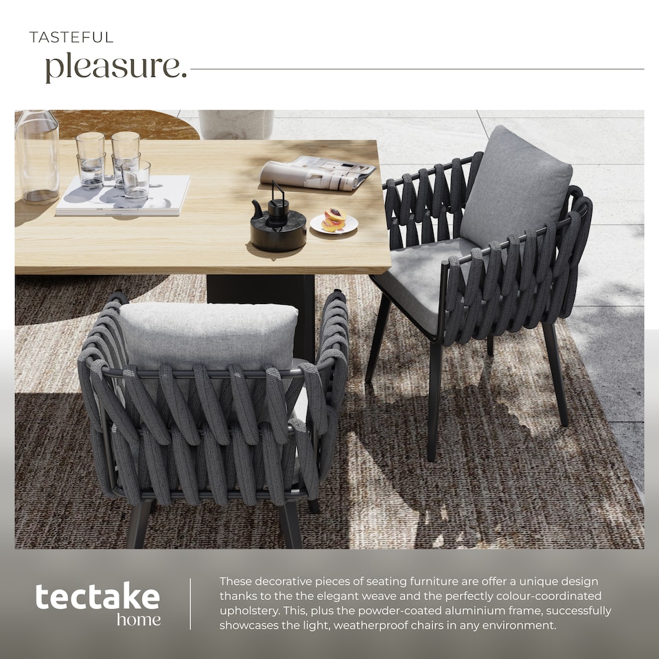 image 1 of Chair Lugano in rope design with aluminum frame | Grey | anthracite | One Size | 1