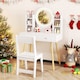 image 6 of COSTWAY Kids Vanity Set  Princess Vanity Desk Set White
