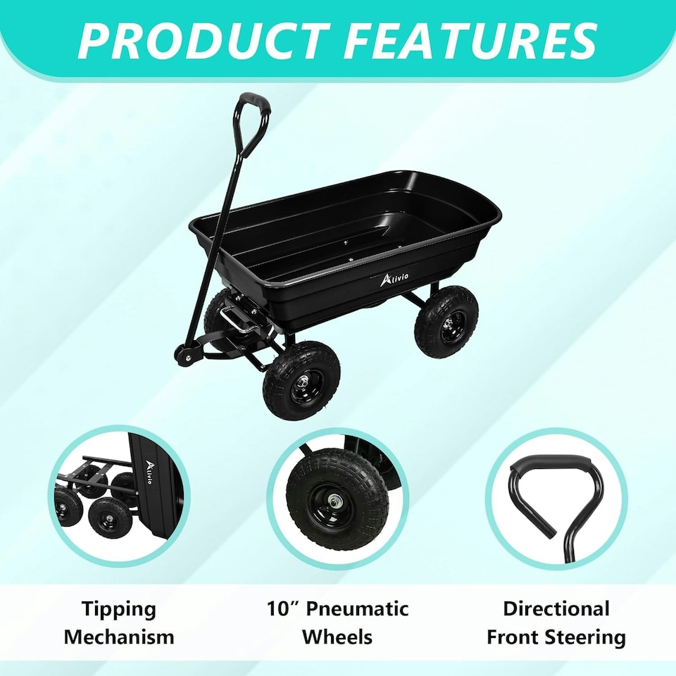 image 1 of Alivio Garden Cart 75L Heavy Duty Wheelbarrow Trolley