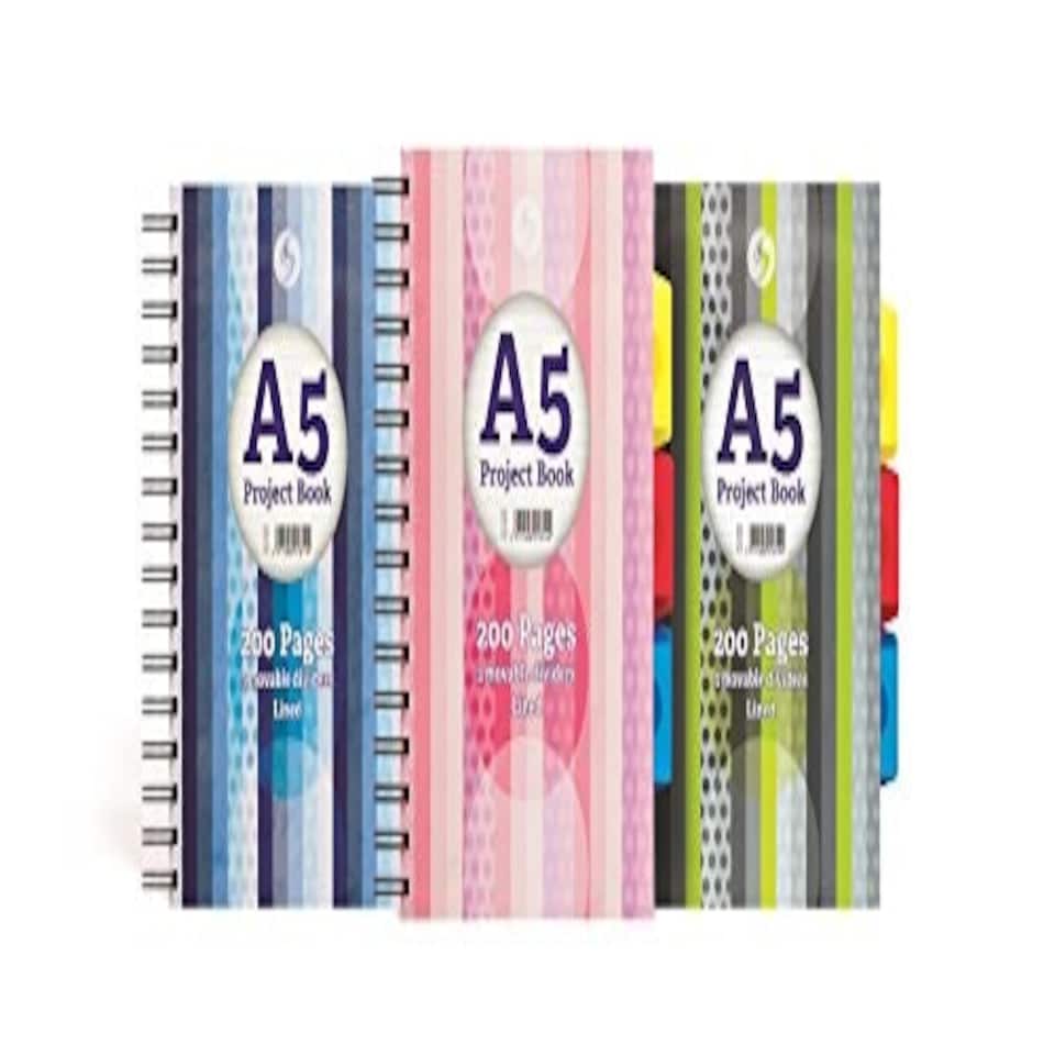 image 1 of Silvine A5 project book 200 pages with 3 part dividers lined spiral book