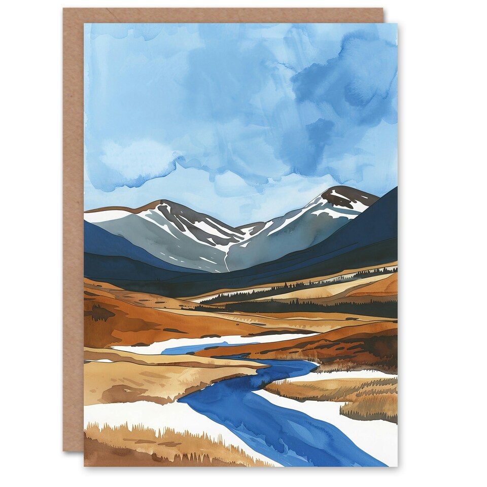 image 1 of Cairngorms National Park Scotland Watercolour Birthday Greeting Card