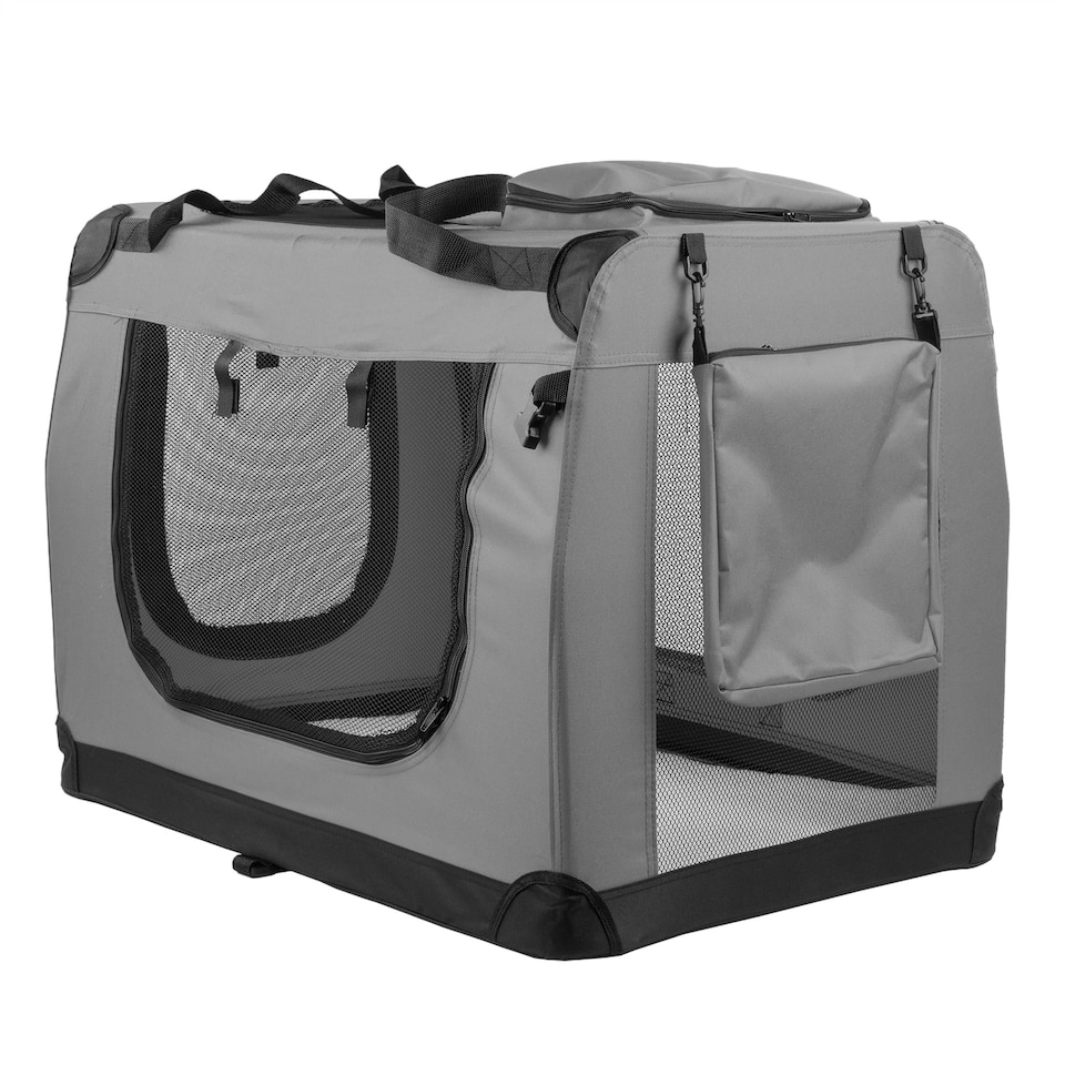 image 1 of KCT Extra Large Grey Fabric Pet Carrier Crate Travel Transport Bag for Cats and Dogs