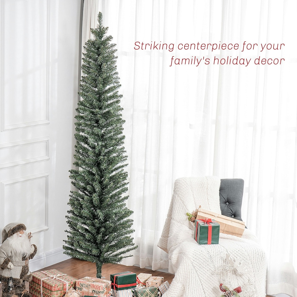 image 1 of HOMCOM 7 Foot Artificial Pencil Christmas Tree with Branches, Green