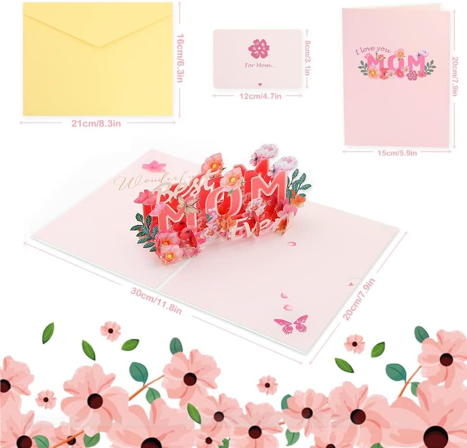 image 1 of Best MOM Ever Stunning 3D Floral Pop Up Mother's Day Card