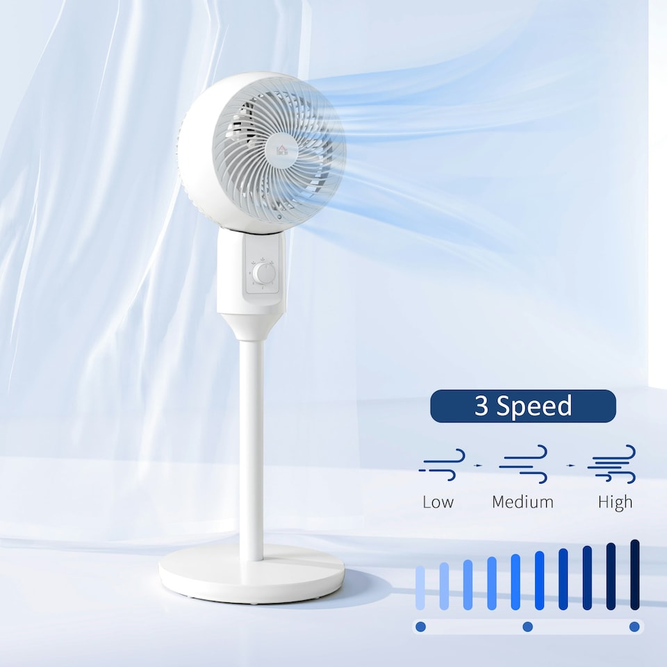 image 1 of HOMCOM 9 Inch Air Circulator Fan 70 Degree Oscillation Carry Handle White
