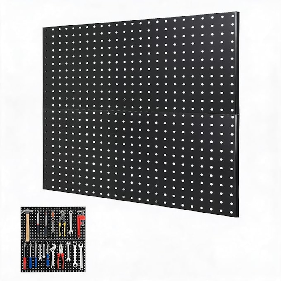 image 1 of London Boutique Metal Tool Pegboard 0.7mm Steel Wall Organiser 60x30cm,3 pcs