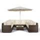image 4 of Havana 10 Seat Rattan Sofa Conversation Set with Ice Bucket Coffee Table Brown | Ivory