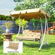 image 2 of Outsunny 2 Seater Garden Bench Cushion Outdoor Seat Pad with Ties Khaki 