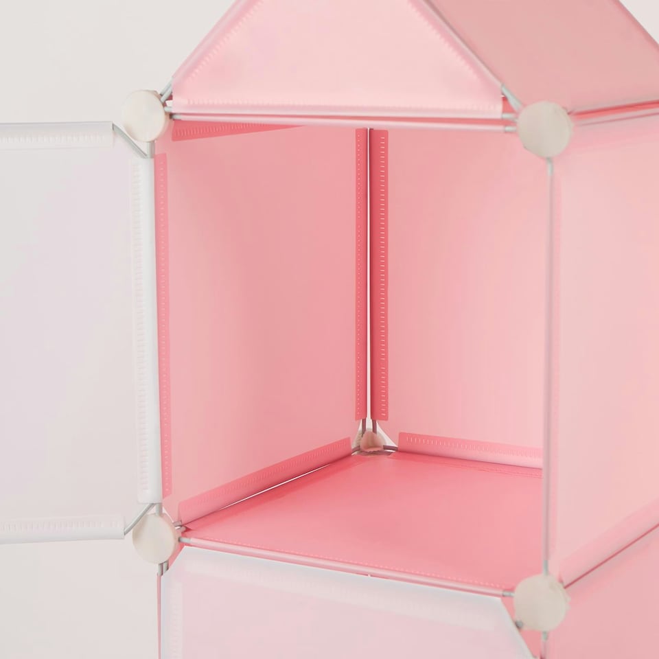 image 1 of OHS Kids Cube Castle Storage Tower Modern Space Saving Clothes Shoes Toys 3 Boxes Organiser Unit Pink