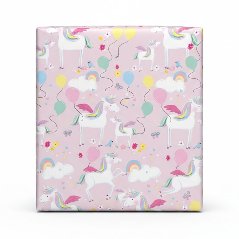 image 1 of Unicorns & Rainbow Gift Wrapping Paper Roll 3m