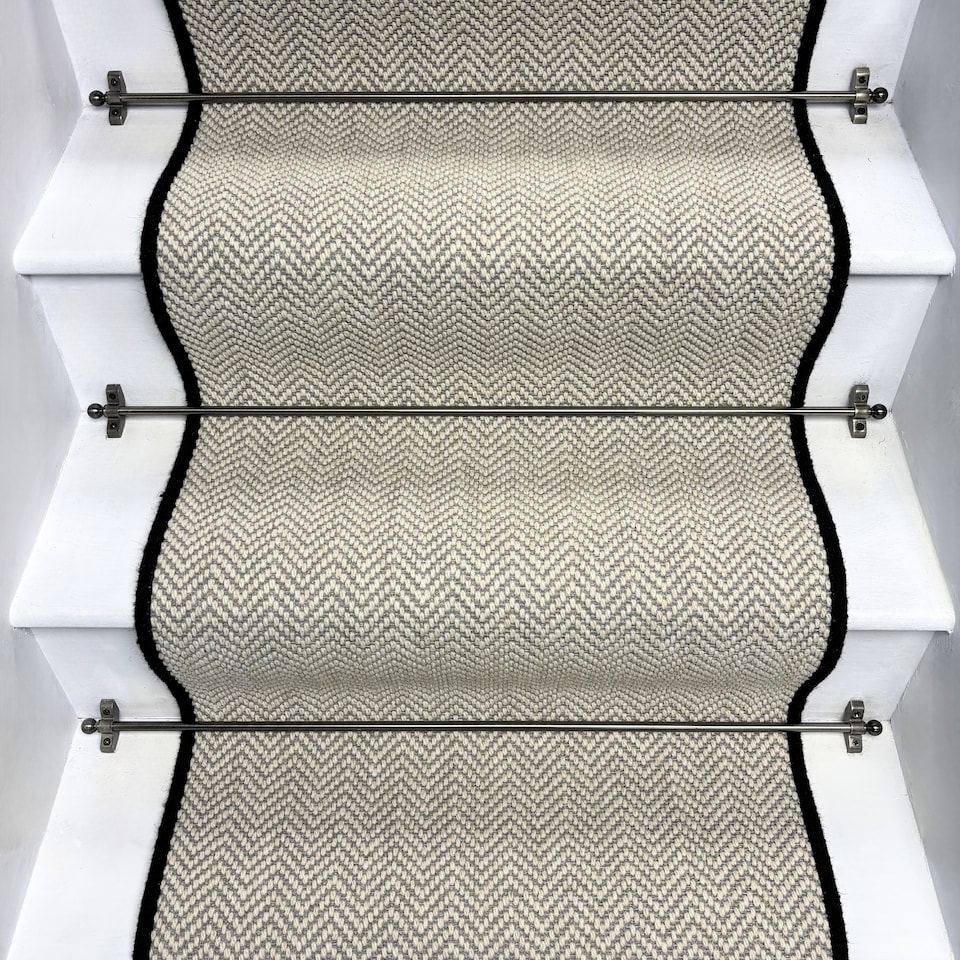 image 1 of Herringbone Dapple Wool Stair Runner with 100% Wool Edge Sample