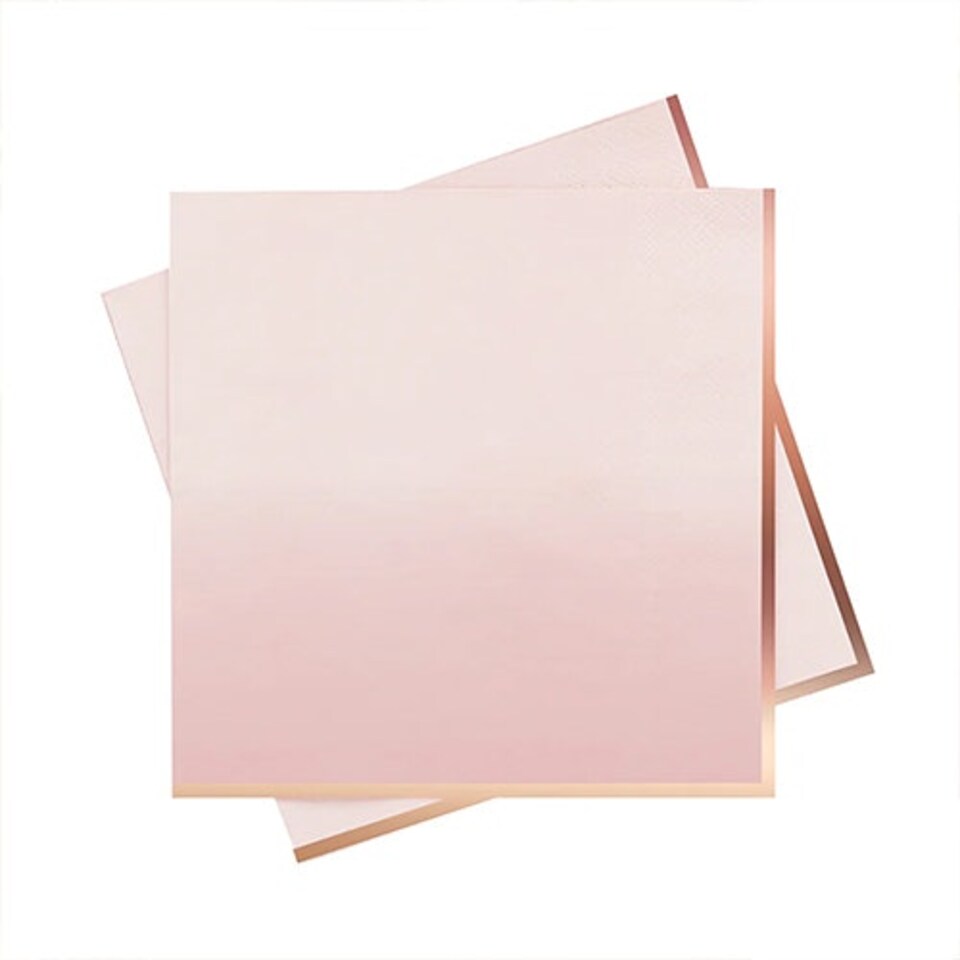 Rose Gold & Pink Ombre Luncheon Paper Napkins 3 Ply 33cm - Pack of 16