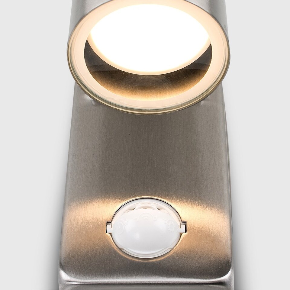 image 1 of ValueLights Pair Of Silver Up Down Outdoor PIR Motion Sensor Outdoor Wall Lights