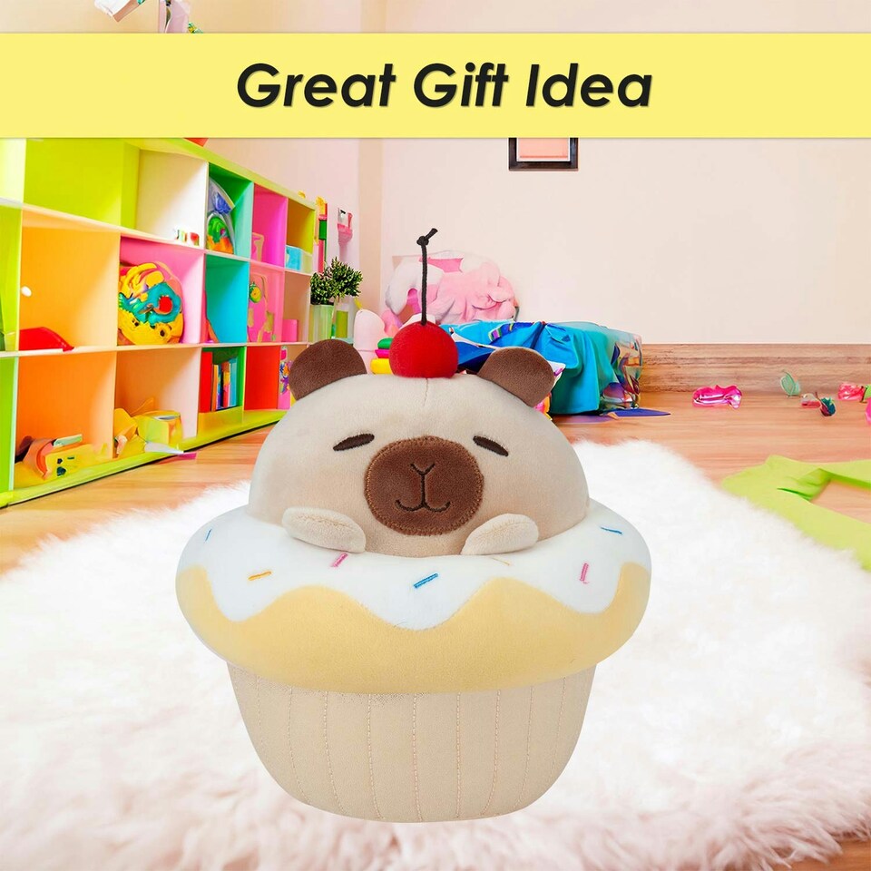 image 1 of Capybara Cup Cake Soft Toy Cute Plushie Huggable Cuddly Stuffed Toy 20cm Yellow