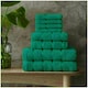 image 2 of VELVETIO 8 Piece Towel Bale Set Boston Shiny Stripe Pattern - 100% Cotton, 450 GSM Green | Teal