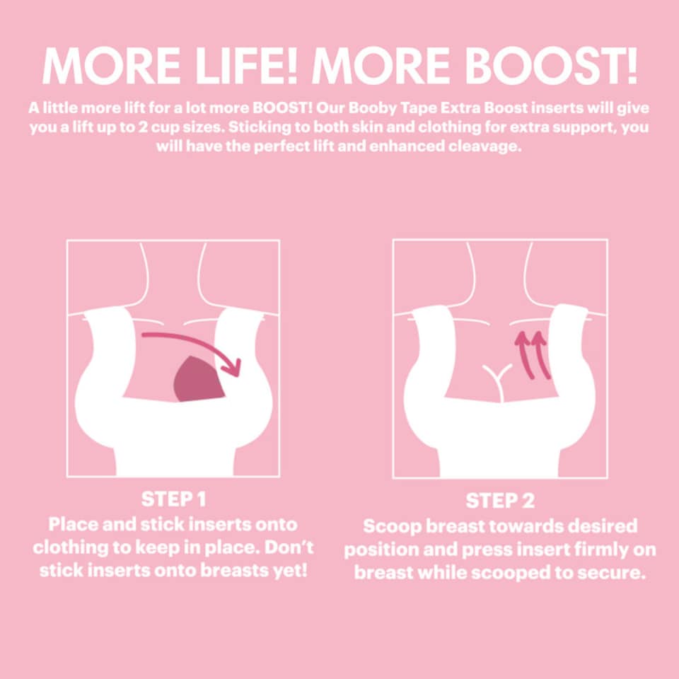 image 1 of Booby Tape A-C Breast Cup Boost, Double Sided Adhesive Push Up Inserts for Fuller Bust, Provides All-Day Support and Comfortable Wear, Waterproof and Reusable, Lifts Up to 1 Cup Size