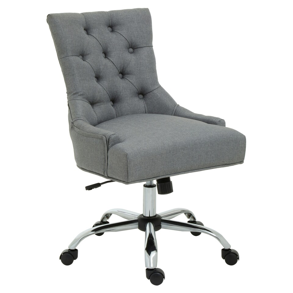 image 1 of Interiors by Premier Grey Fabric and Chrome Base Home Office Chair Grey