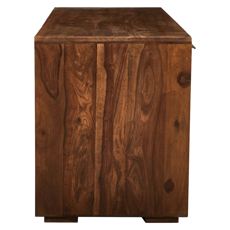 image 1 of Interiors by Premier Two‑Door Three‑Drawer Sheesham & Acacia Sideboard, Solid Natural Wood Buffet Cabinet Brown