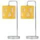 image 1 of Set of 2 Arched Table Lamps with Ochre Fern Cut Out Shades | Chrome | Yellow | Large | 2