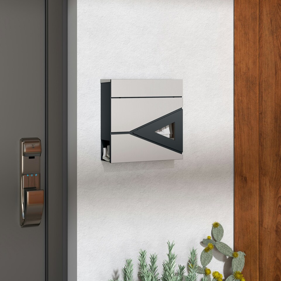 image 1 of HOMCOM Modern Wall Mounted Post Box, Weatherproof Letterbox with Lock Black