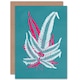 image 1 of Bright Coloured Fern Teal Pink Just To Say Blank Art Card