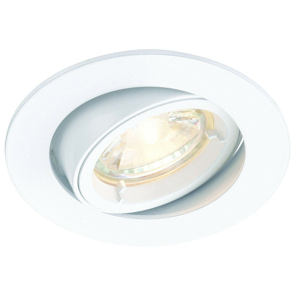 Loops TILTING Round Recess Ceiling Down Light White 95mm Flush GU10 Lamp Fitting