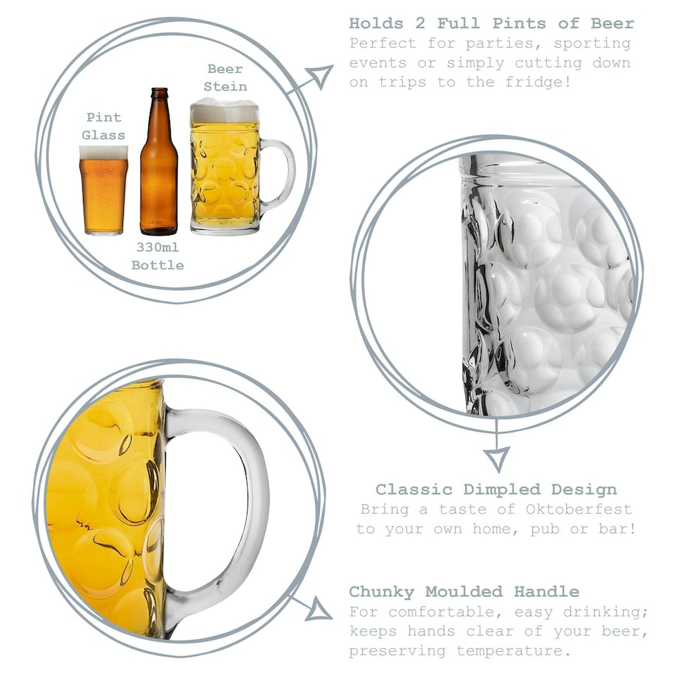 image 1 of Rink Drink Giant Glass German Beer Stein - 2 Pints Clear