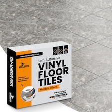 Vinyl Floor Tiles Self Adhesive – 30 Pack Covers 30 sqf (2.79sqm) – 12x12in (30.5x30.5cm) Waterproof Peel & Stick Vinyl Flooring for Kitchen, Bathroom & Home | Grey