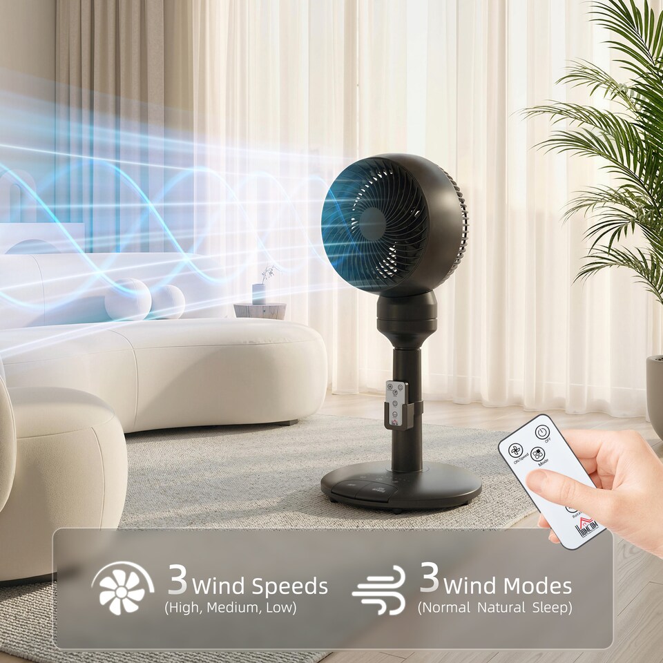 image 1 of HOMCOM 9" Pedestal Cooling Fan with Adjustable Speed and Mode