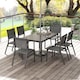 image 2 of Outsunny 7 Piece Garden Dining Set, 6 Seater Garden Table and Chairs with Parasol Hole, Aluminium Top Table and Texteline Chairs, Outdoor Dining Furniture Set for Patio, Dark Grey