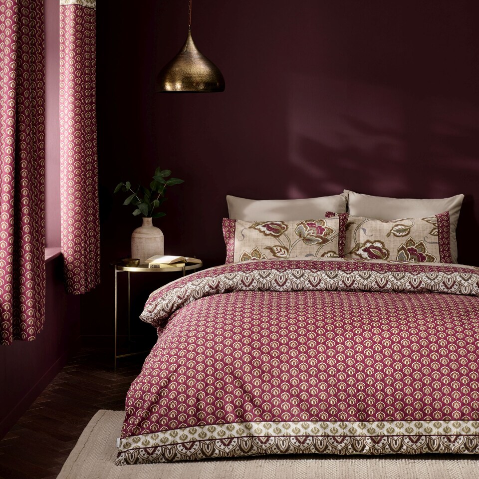 image 1 of Kashmir Paisley Floral Reversible Duvet Cover Set | Cream | Natural | Single